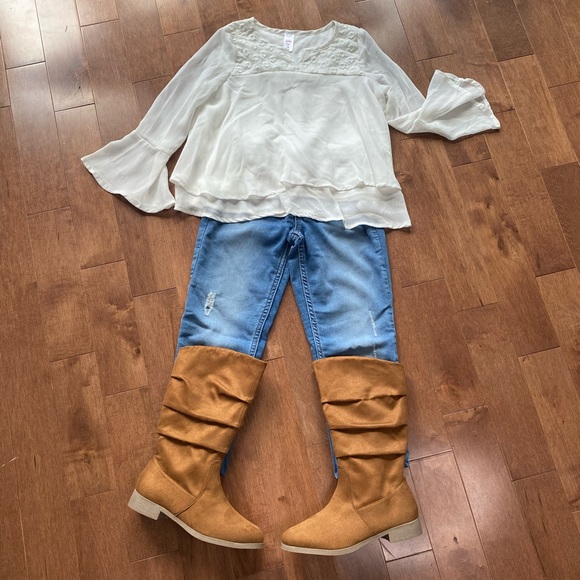 Zoe & Zac girls slouch boots tan size 3 - Picture 2 of 8